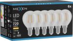 Mexen Vintis 6x LED filament izzó E14, G45, 6W, Meleg - 2700K, 720 lm, átlátszó - L156-E14-0627-00x06 (L156-E14-0627-00x06)