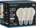 Mexen Vintis 3x LED filament izzó E27, A60, 10W, Semleges - 4000K, 1320 lm, átlátszó - L150-E27-1040-00x03 (L150-E27-1040-00x03)