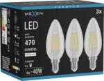 Mexen Vintis 3x LED filament izzó E14, C35, 4W, Semleges - 4000K, 470 lm, átlátszó - L154-E14-0427-00x03 (L154-E14-0440-00x03)