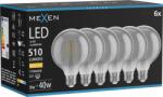Mexen Vintis 6x LED filament izzó E27, G95, 6W, Meleg - 2700K, 510 lm, füstszínű - L157-E27-0627-70x06 (L157-E27-0627-70x06)