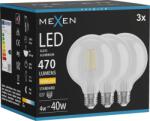 Mexen Vintis 3x LED filament izzó E27, G95, 4W, Meleg - 2700K, 470 lm, tiszta - L157-E27-0427-00x03 (L157-E27-0427-00x03)