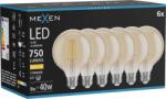 Mexen Vintis 6x filament LED izzó E27, G95, 8W, Meleg - 2700K, 750 lm, borostyán - L157-E27-0827-50x06 (L157-E27-0827-50x06)