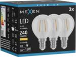 Mexen Vintis 3x LED filament izzó E14, G45, 2W, Meleg - 2700K, 240 lm, átlátszó - L156-E14-0227-00x03 (L156-E14-0227-00x03)