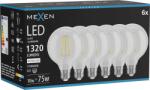 Mexen Vintis 6x LED szálas izzó E27, G95, 10W, Semleges - 4000K, 1320 lm, átlátszó - L157-E27-1040-00x06 (L157-E27-1040-00x06)