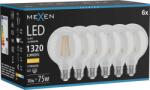 Mexen Vintis 6x LED filament izzó E27, G95, 10W, Meleg - 2700K, 1320 lm, átlátszó - L157-E27-1027-00x06 (L157-E27-1027-00x06)