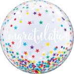  56 cm-es Gratulálok Congratulations Confetti Stars Bubble Lufi Ballagásra (q17421)