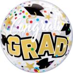  56 cm-es Congrats Grad Stars & Dots Ballagási Bubble Lufi Ballagásra (q82523)