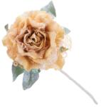 MagicHome Floare decorativa tip bujor auriu cu frunza si tulpina, 23 cm (8090527)