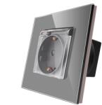 Luxion Priza Simpla cu Capac de Protectie cu Rama din Sticla LUXION SmartElectro IntelligentHouse (LX-1MP049G-GY)