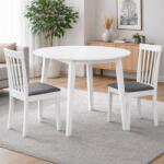 Malaezia Set masa living plianta Philadelphia, MDF, lemn masiv, rotunda, 55 90 x 90 x 74, 8 cm si 2 scaune Houston, stofa, 100 kg, 94x49x40 cm, alb gri (S4262,4184x2)