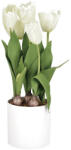 AdTrend Lalele artificiale albe in ghiveci ceramica 15 x 49 cm (74879A)