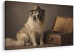 Dovido Tablou câine cu pălărie și valiză - 30x20