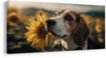 Dovido Tablou beagle cu floarea-soarelui - 140x70