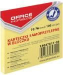 Office Products Notes autoadeziv 76 x 76 mm, 100buc/set, Office Products - galben pastel (OF-14047611-06)