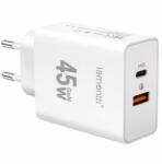 Lemontti Incarcator retea Lemontti 1x USB, 1x USB-C, Fast Charge 45W, GaN, Q. C. 3.0, White (LIRGFC45WQCA)
