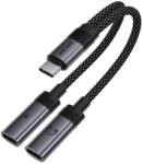 ACEFAST - Adapter (J14) - USB-C 2x USB-C-re, 60W Gyors Töltés, Hi-Fi Audio, Alumínium Ötvözet, Plug & Play - Fekete