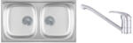 Luna Flex 2D 90 Kétmedencés Inox Mosogató és Gamma Alfa Konyhai Csaptelep Szett (123781-BAAZO-CH)