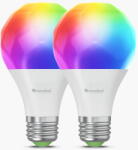 Nanoleaf Set 2 becuri Smart LED RGBCW Matter Wi-Fi A19, lumina alba/colorata, E27, 8.5W, Peste 16M culori, control vocal, WiFi (N7501B02-2A60E)