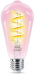 Philips Bec LED RGB inteligent Philips Smart ST64, Wi-Fi/Bluetooth, E27, 6.3W (40W), 470lm, lumina alba si colorata (2200-6500K), clasa energetica G, transparent (8720169165816)
