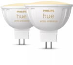 Philips Set 2 becuri LED inteligente Philips Hue MR16, Bluetooth/Zigbee, tip spot, GU5.3, 12V, 5.1W, 400 lm, lumina alba reglabila (2200-6500K), clasa energetica G (8719514491588)