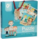 Classic World Puzzle pentru copii din lemn Classic World 4 în 1 - O zi la școală (2024020013) Puzzle