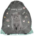 PASO Lovely Cat tornazsák lányoknak, cicás, türkiz-ezüst