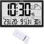 GreenBlue Extra Large LCD Wall Clock Temperature Date GB218 (GB218) Ceas