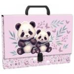 DERFORM Mapă din carton laminat cu mâner, închidere cu clemă, A4, model panda - Derform, 5cm