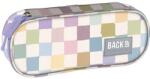 DERFORM Penar cu fermoar, formă ovală, model Carouri Pastel - BackUp Penar