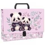 DERFORM Mapă din carton laminat cu mâner, închidere cu clemă, A4, model Panda - Derform, 10 cm
