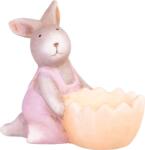 MagicHome Decoratiune iepuras roz din teracota pentru Paste, MagicHome, 12 cm (8091592)