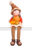 MagicHome Vianoce Decoratiune gradina fetita cu dovleac, ceramica, 17x16, 5x32 cm (8090874)