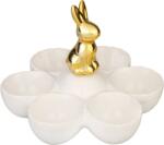 MagicHome Decoratiune iepuras ceramic cu suport pentru oua de Paste, alb, 15 cm (8091824)