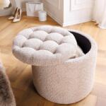 IV Interior Concept Taburete cu spatiu de depozitare Modern Barock 50cm, boucle champagne (A-45066 VC)