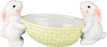 MagicHome Decor ceramic cu iepurasi si bol pentru oua, alb, 12x26, 5x11 cm (8091825)