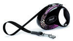 flexi Swarovski GLAM Composition S - Модерен автоматичен повод за кучета, 3 метра лента, до 12 кг - цвят черен
