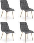 FDY Set 4 Scaune Bucatarie/Dining Spirit Catifea Gri Inchis, Picioare Metalice, Finisaj Lemn