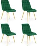 FDY Set 4 Scaune Bucatarie/Dining Spirit Catifea Verde, Picioare Metalice, Finisaj Auriu