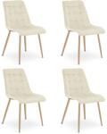 FDY Set 4 Scaune Bucatarie/Dining Spirit Catifea Bej, Picioare Metalice, Finisaj Lemn