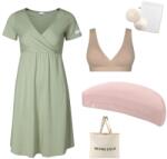  Szett a kényelmes szoptatás kezdéséhez Olive & Pastel rózsaszín Nuuma Nude melltartóval, M-es méretű ruházat