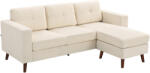 HOMCOM Canapea colțar 192 cm în formă de L, canapea 3 locuri cu chaise-longue reversibilă, aspect cord, pentru spații mici, alb crem | Aosom Romania (83B-570V01CW)