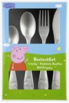 p: os Peppa Pig Tacamuri pentru copii, Set de tacamuri din 4 piese cu cutit, furculita, lingura de supa si lingura de desert, tacamuri cu embosare din otel inoxidabil, argintiu (34350) Tacam