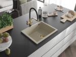 Mexen Pedro konyhai mosogató gránit 1 medence+ pop up szifon 560 x 460 mm, beige, szifon arany - 6508561000-69-G 1 medencés (5905315011848)