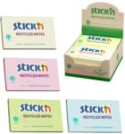 STICK'N Notes autoadeziv 76 x 127 mm, hartie reciclata, 100 file, 12 buc/cutie, Stick"n - 4 culori pastel (HO-21435)