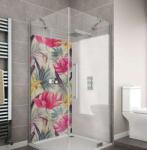 Wallplex fürdőszobai dekorpanel Trópusi virágok pink 90 cm x 200 cm