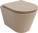 Mexen Rico Perem nélküli fali wc lassú záródásu tetövel slim, duroplast, cappuccino mat - 30724064 Wc (5907709157569)