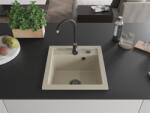 Mexen Vito konyhai mosogató gránit 1 medence+ pop up szifon 520 x 490 mm, beige, szifon fekete - 6503521000-69-B 1 medencés (5905315012685)