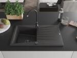 Mexen Cesar konyhai mosogató gránit 1 medence+csepegtetö+ pop up szifon 775 x 470 mm, fekete köhatasu, szifon fekete - 6514771010-76-B 1 medencés (5905315013422)
