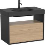Roca Meridian dulap 80x46x56.5 cm sub chiuveta pe perete negru-stejar A858107608 (A858107608)