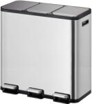 EKO EcoCasa II - 3 Rekeszes Pedálos Szemetes - 45 Liter - Rozsdamentes Acél